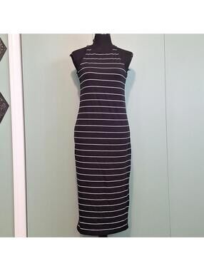 Athleta Black Striped Maxi Dress Size Small